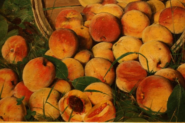 "Basket of Peaches", oil on canvas, c. 1885, Joseph Decker